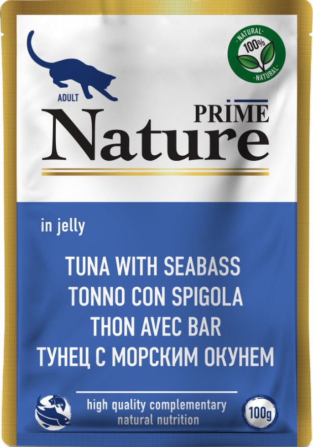Корм Prime Nature (в желе) для кошек, Тунец и куриное филе, 100 г