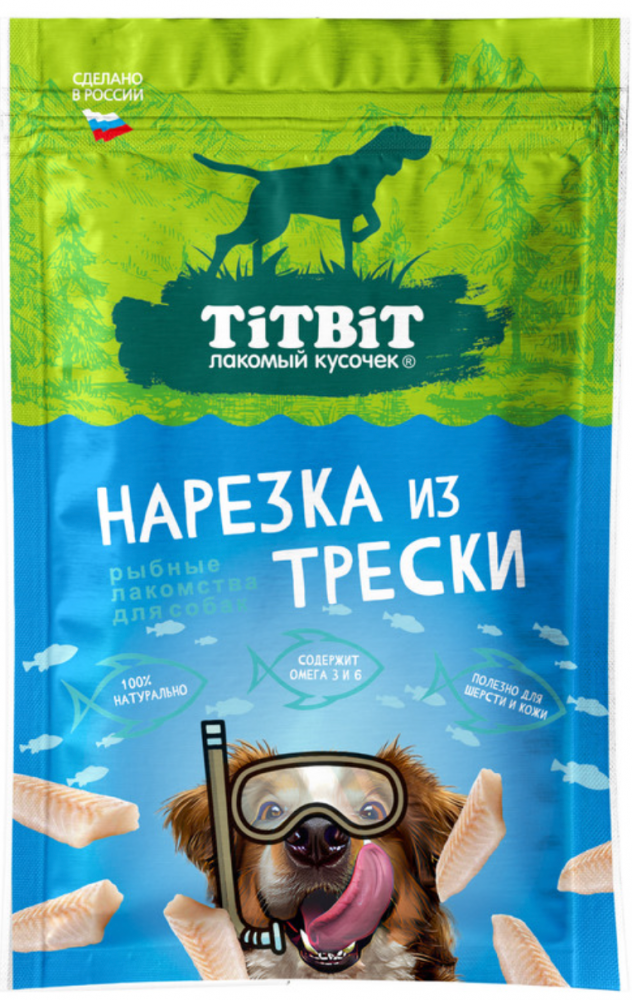 Лакомство Титбит Нарезка из трески для собак 80 г
