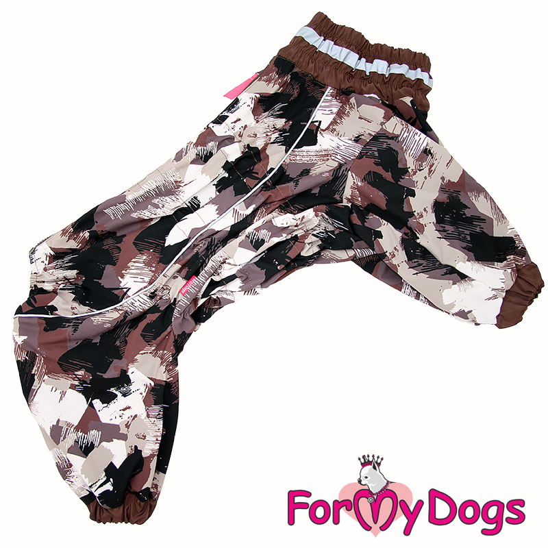 ForMyDogs Комбинезон ДОЖДЕВИК для собак Коричневый камуфляж для мальчиков  С2 60*80 см