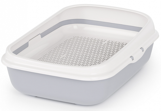 Лоток ALTA для кошек малый (с бортами и сеткой на высоких ножках) (серый)