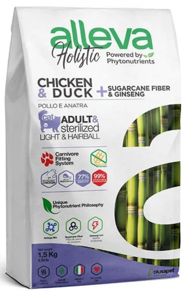 Корм Alleva Holistic Cat Neutered Chicken &amp; Duck для стерилизованных кошек, курица, утка 1,5 кг