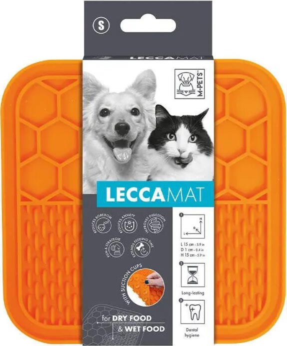 M-PETS Лизательный коврик для домашних животных, размер S, 15x15x1 см, цвет оранжевый