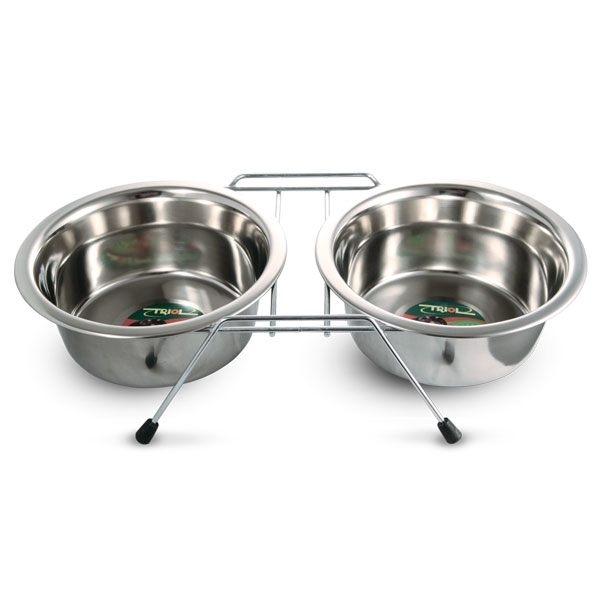 Triol миска металлическая на подставке, 2х0.80 л