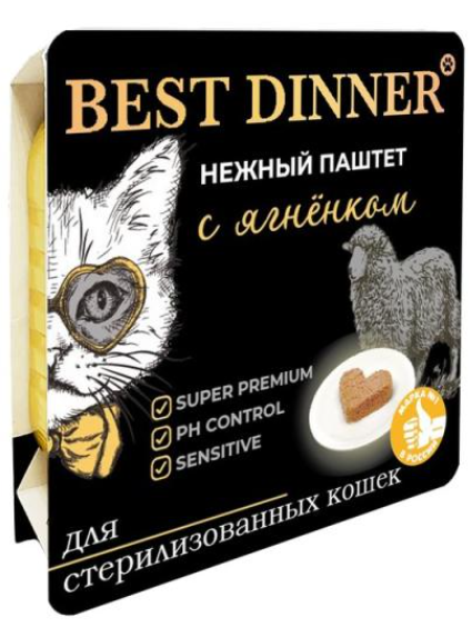 Консерва Бест Диннер Cat Super Premium Ягненок для стерилизованных кошек 100 г: ПАШТЕТ