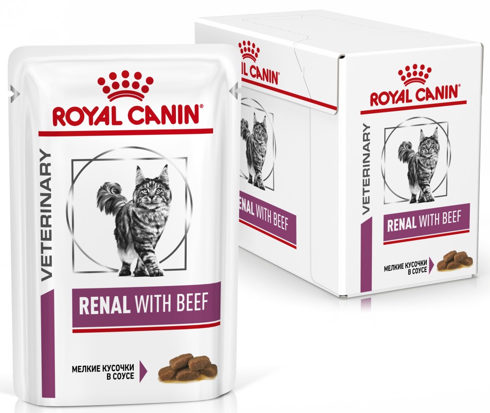 Влажный корм Royal Canin Renal S/O кусочки в соусе для кошек при лечении почек, c говядиной 85 г