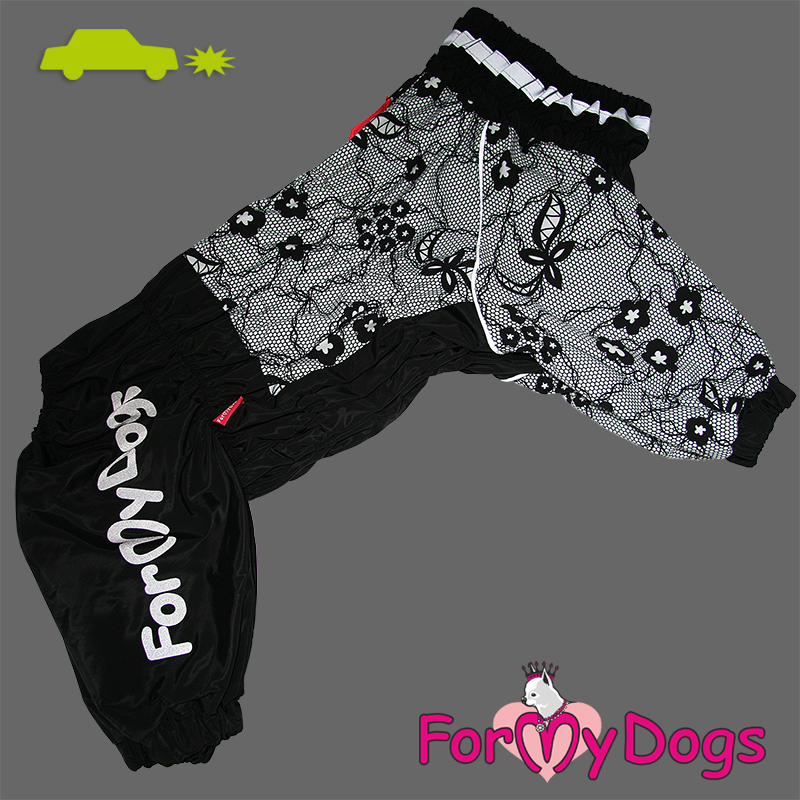 ForMyDogs Комбинезон ДОЖДЕВИК Кружево черный для девочек B1 40*70см