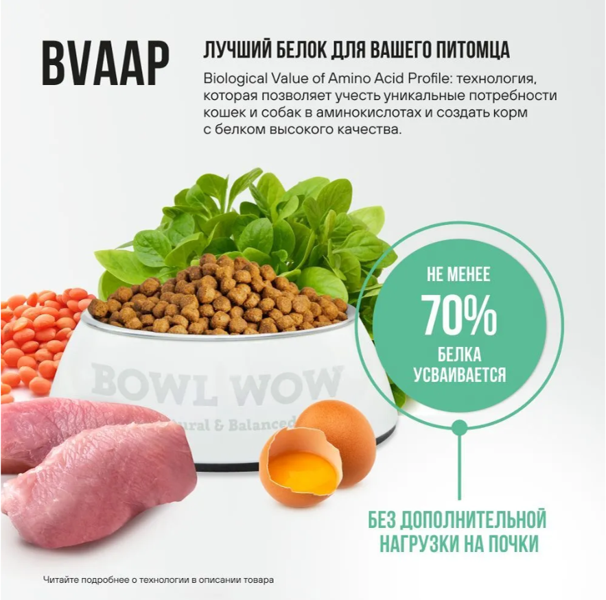 Корм BOWL WOW для стерилизованных кошек с индейкой, курицей и шпинатом