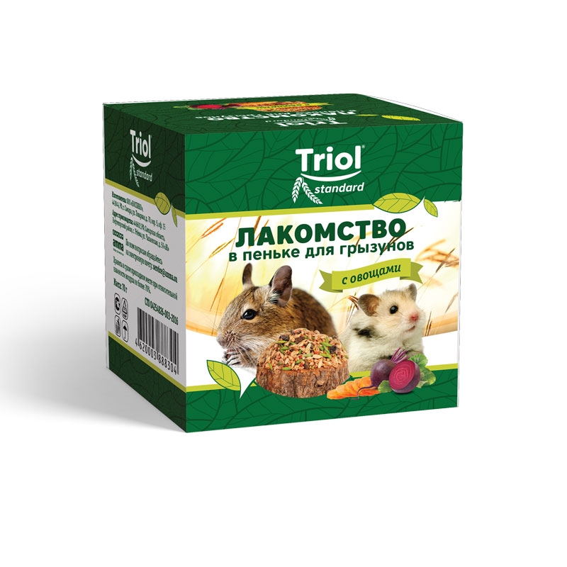 Triol лакомство Standard в пеньке для мелких грызунов с овощами, 70 г